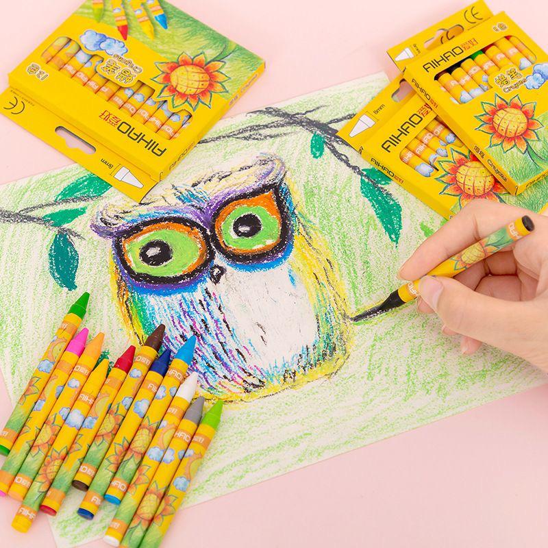 学生蜡笔儿童宝宝画笔12色多色笔 幼儿彩色笔绘画 涂鸦笔蜡笔