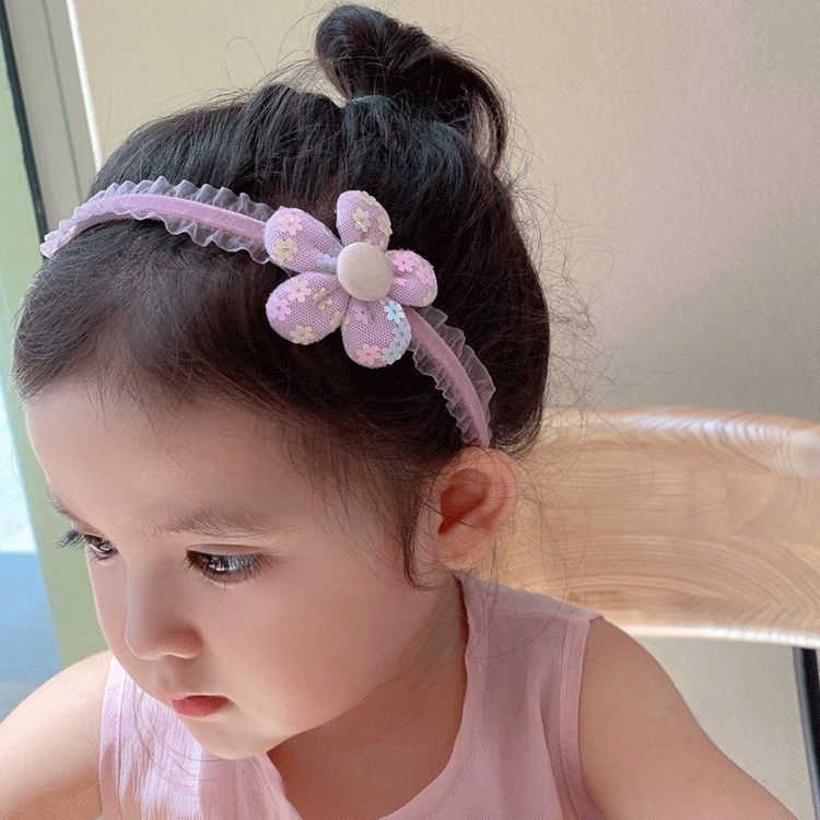 韓版儿童可爱亮片花紫色发箍女童不伤发头箍防滑带齿压发发卡发饰