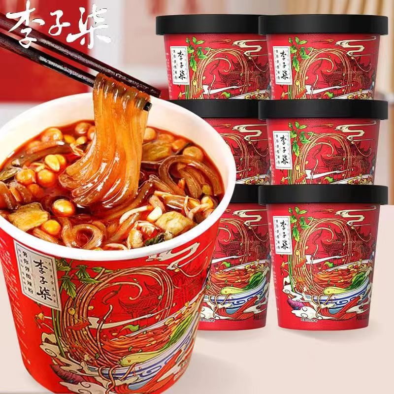 【今日新品】李子柒酸辣粉桶装速食红薯粉懒人免煮冲泡食品四川粉